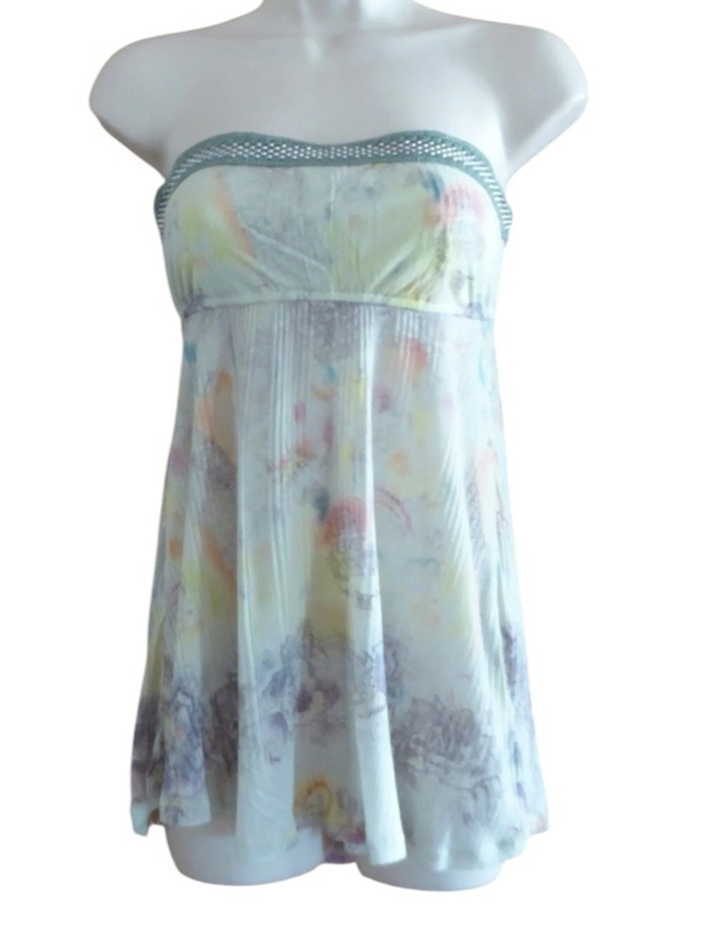 Vintage Free People Beaded Strapless Pastel Floral Cami Tank Top Large Y2K - Picture 5 of 16